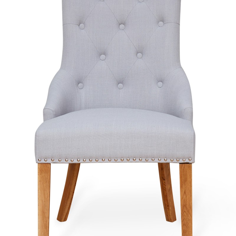 Mobel Oak Luxury Grey Upholstered Dining Chair