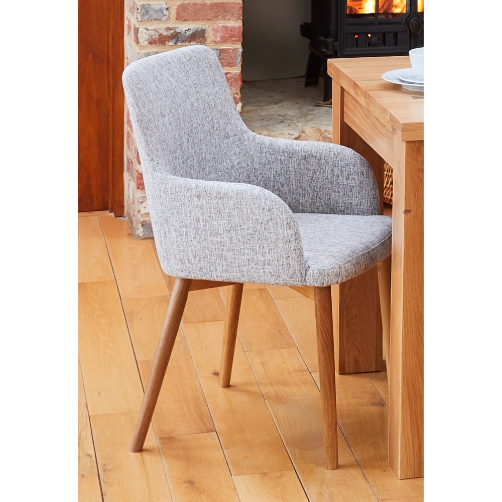 Mobel Oak Light Grey Upholstered Dining Chair