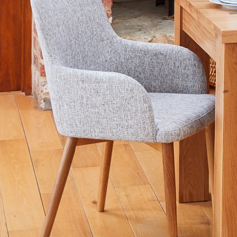 Mobel Oak Light Grey Upholstered Dining Chair