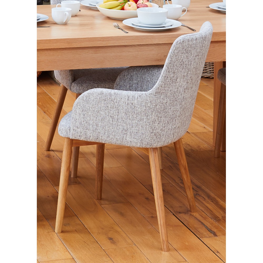Mobel Oak Light Grey Upholstered Dining Chair