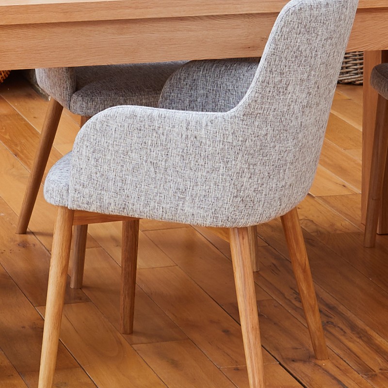 Mobel Oak Light Grey Upholstered Dining Chair