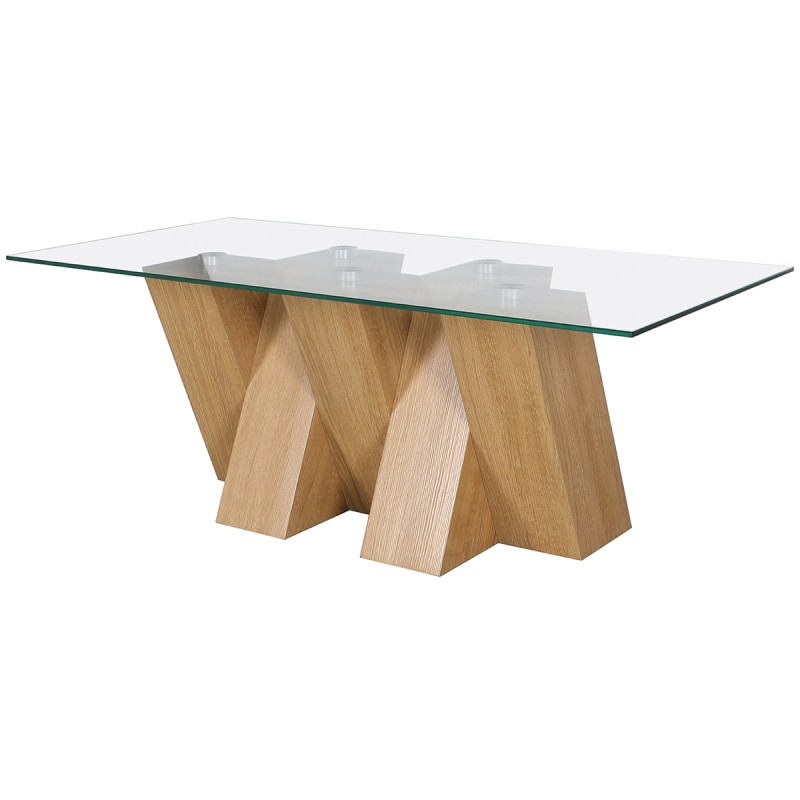 Nevada Oak Coffee Table with CLEAR Glass