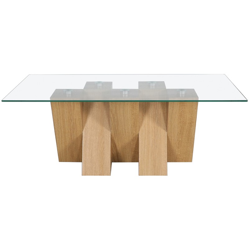 Nevada Oak Coffee Table with CLEAR Glass