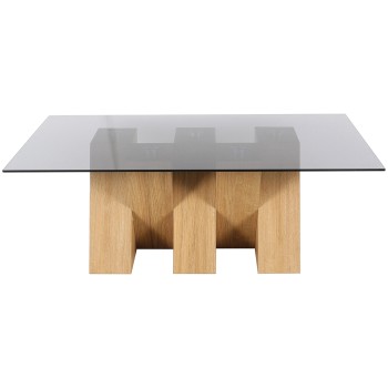 Nevada Oak Coffee Table with SMOKED Glass
