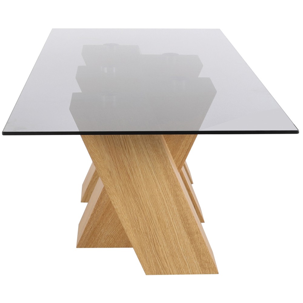 Nevada Oak Coffee Table with SMOKED Glass