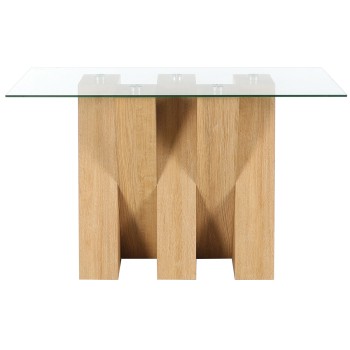 Nevada Oak Console Table with CLEAR Glass