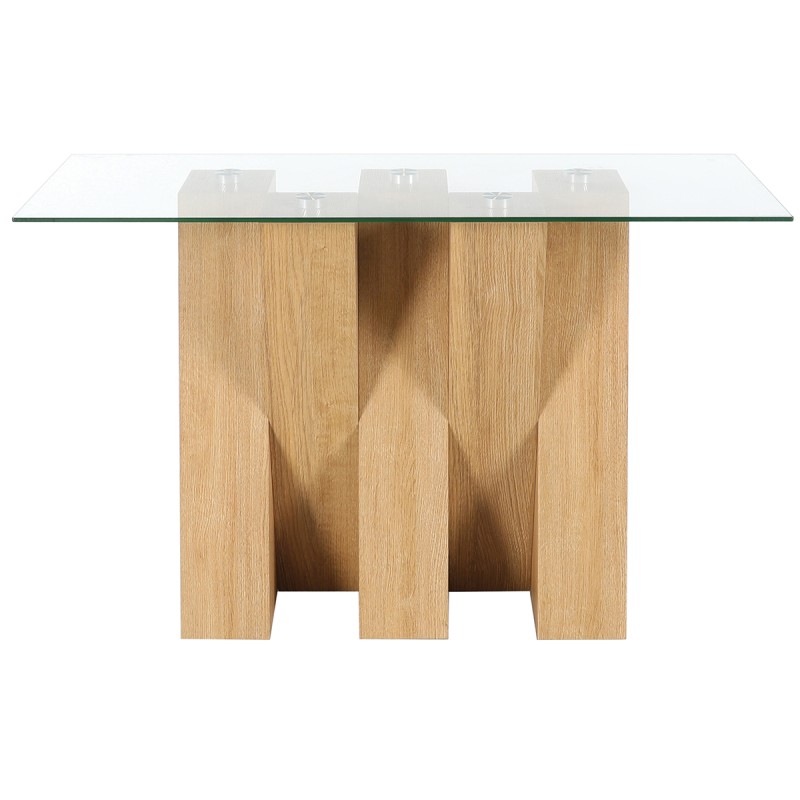 Nevada Oak Console Table with CLEAR Glass