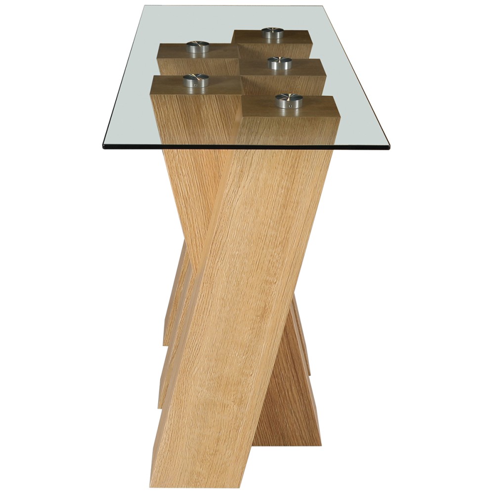 Nevada Oak Console Table with CLEAR Glass