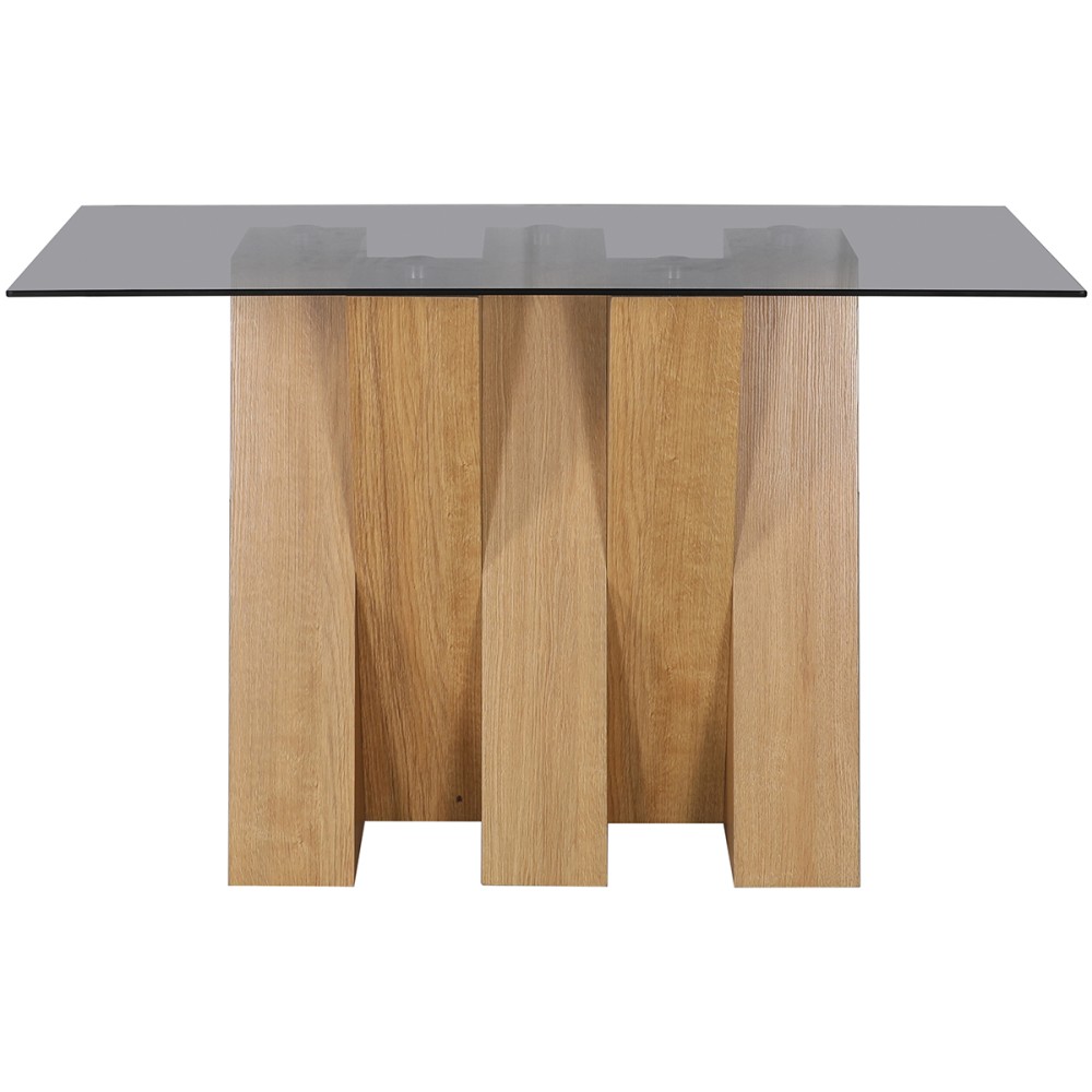 Nevada Oak Console Table with SMOKED Glass