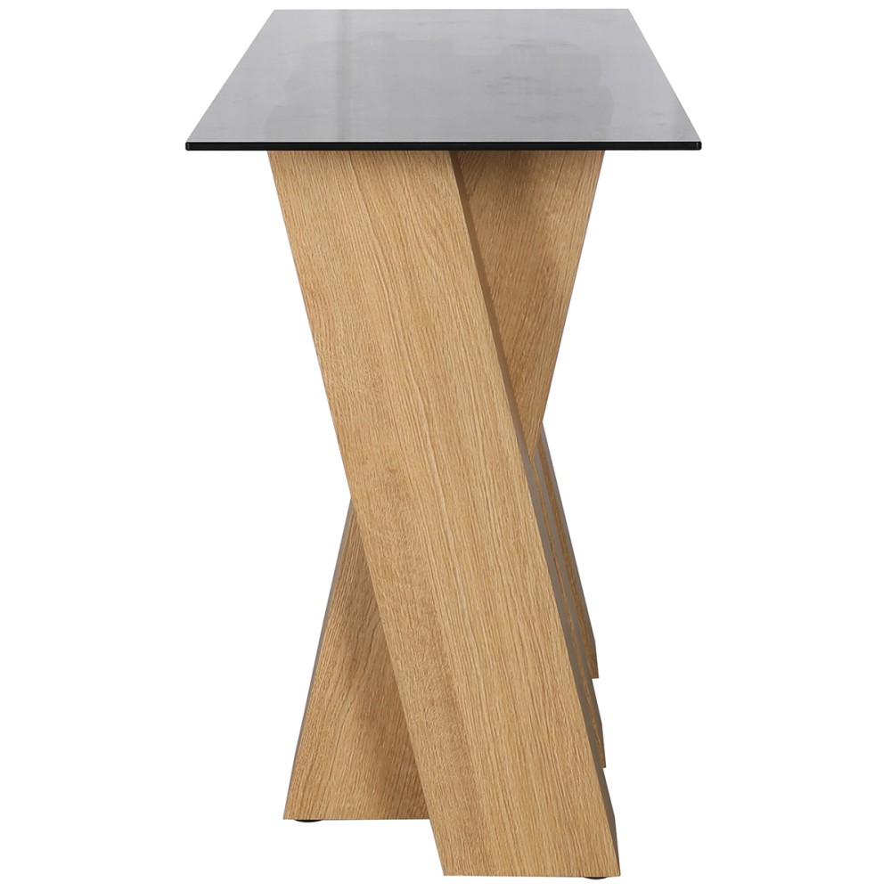 Nevada Oak Console Table with SMOKED Glass
