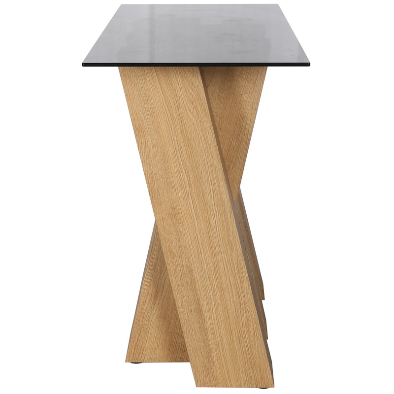 Nevada Oak Console Table with SMOKED Glass