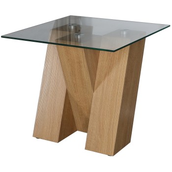 Nevada Oak Lamp Table with SMOKED Glass