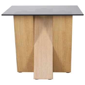 Nevada Oak Lamp Table with SMOKED Glass