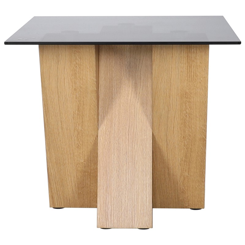 Nevada Oak Lamp Table with SMOKED Glass