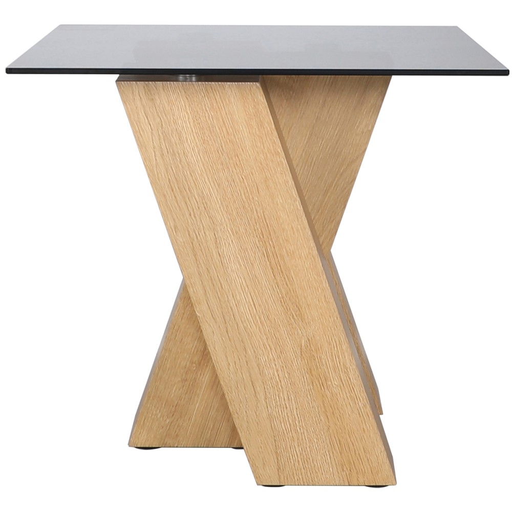 Nevada Oak Lamp Table with SMOKED Glass