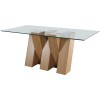 Nevada Oak Large Fixed Dining Table with CLEAR Glass