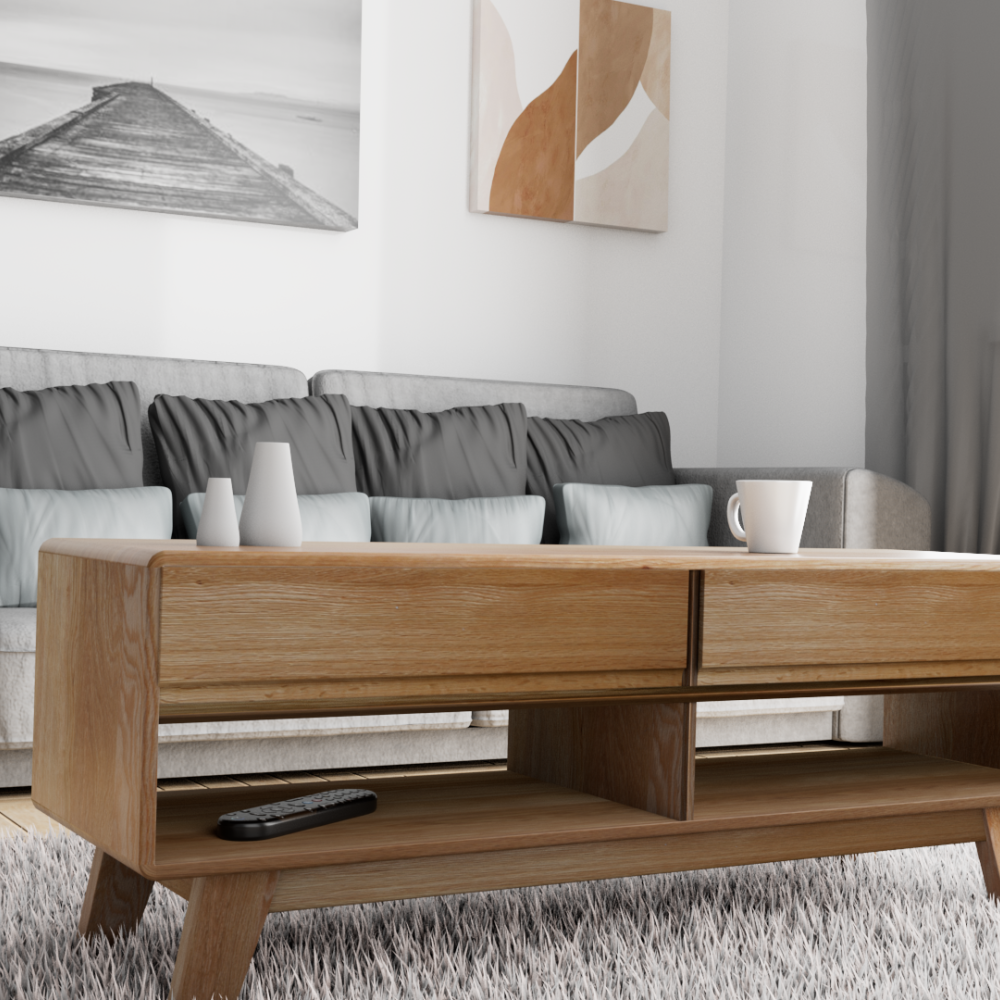 Nordic Oak 2 Drawer Coffee Table
