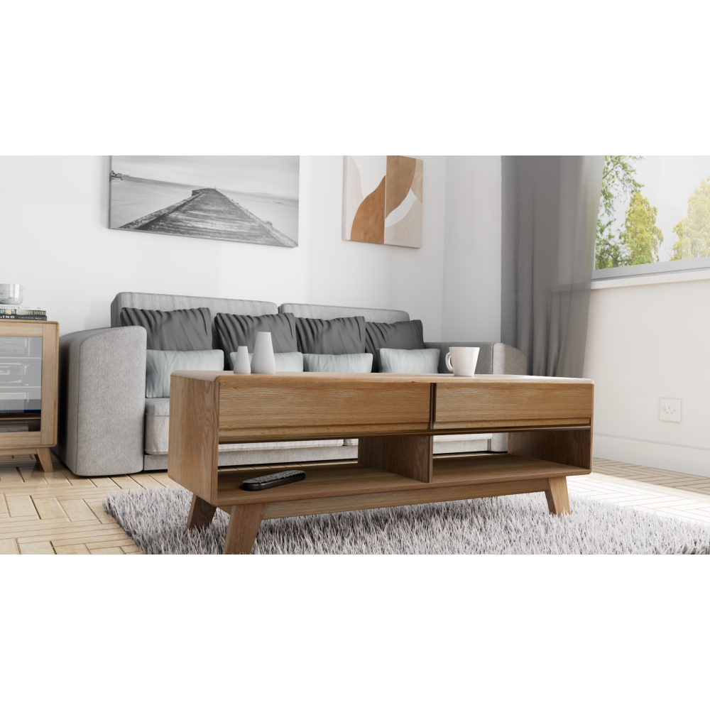 Nordic Oak 2 Drawer Coffee Table Nordic Oak 2 Drawer Coffee Table