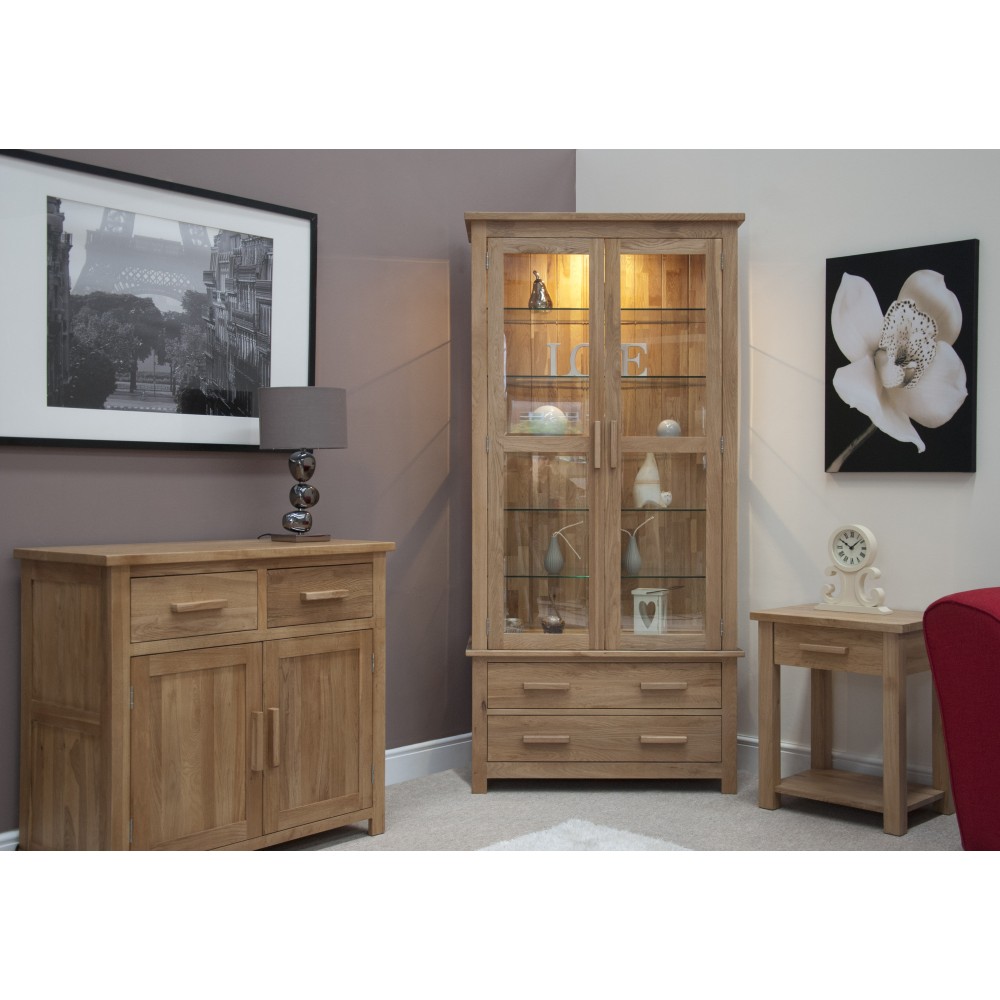 Opus Modern Oak Glass Display Cabinet