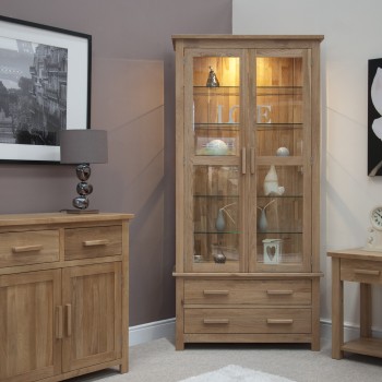 Opus Modern Oak Glass Display Cabinet