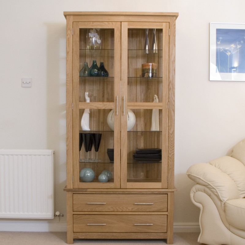 Opus Modern Oak Glass Display Cabinet