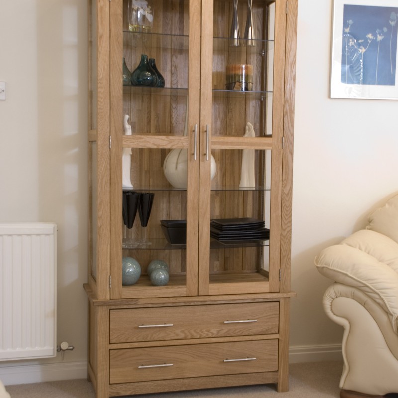 Opus Modern Oak Glass Display Cabinet