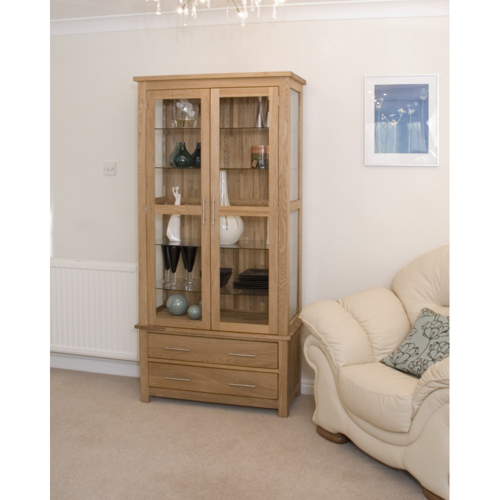 Opus Modern Oak Glass Display Cabinet