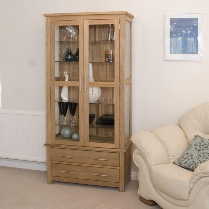 Opus Modern Oak Glass Display Cabinet