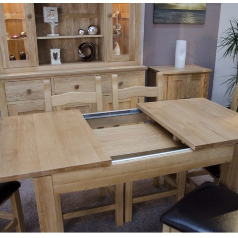 Opus Modern Oak Single Leaf Plain Top Extending Table 