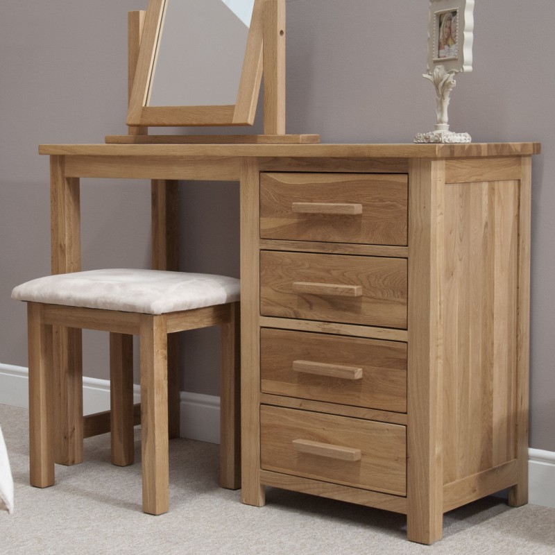 Opus Modern Oak Single Pedestal Dressing Table + Stool