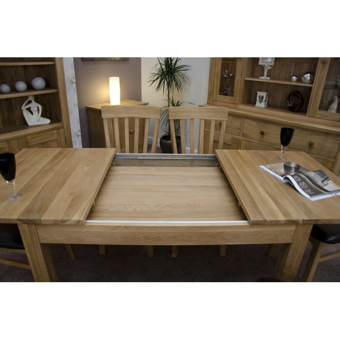 Opus Modern Oak Twin Leaf Plain Top Extending Table