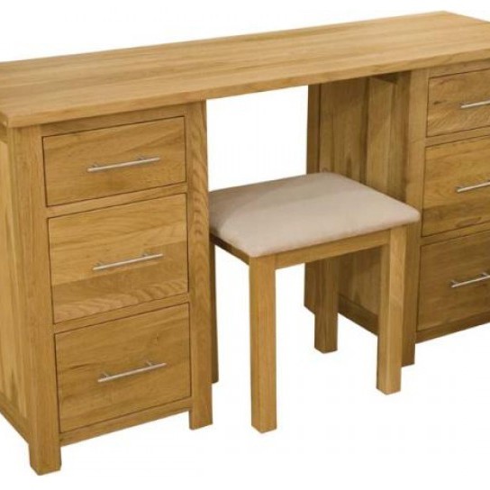 Opus Modern Oak Twin Pedestal Dressing Table + Stool