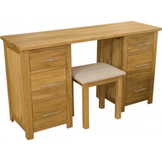 Opus Modern Oak Twin Pedestal Dressing Table + Stool