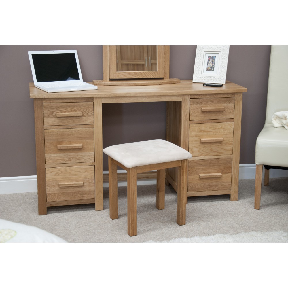 Opus Modern Oak Twin Pedestal Dressing Table + Stool