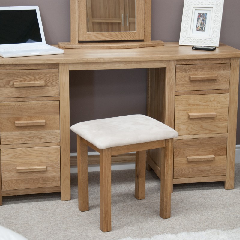 Opus Modern Oak Twin Pedestal Dressing Table + Stool