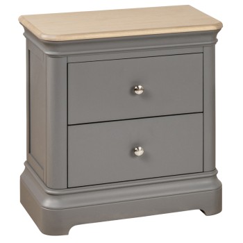 Pebble Grey Painted 2 Drawer Bedside Cabinet