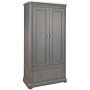 Pebble Grey Painted 2 Door Double Wardrobe With Drawer