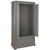 Pebble Grey Painted 2 Door Double Wardrobe With Drawer