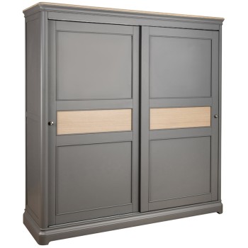 Pebble Grey Painted Sliding Door Double Wardrobe