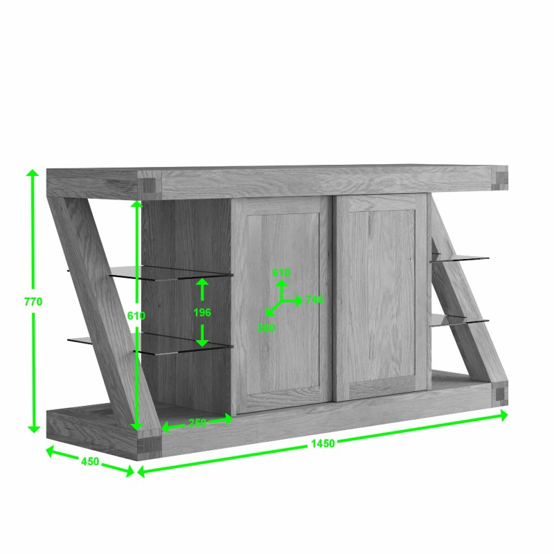 Z Painted Large Sideboard with Natural Oak Top