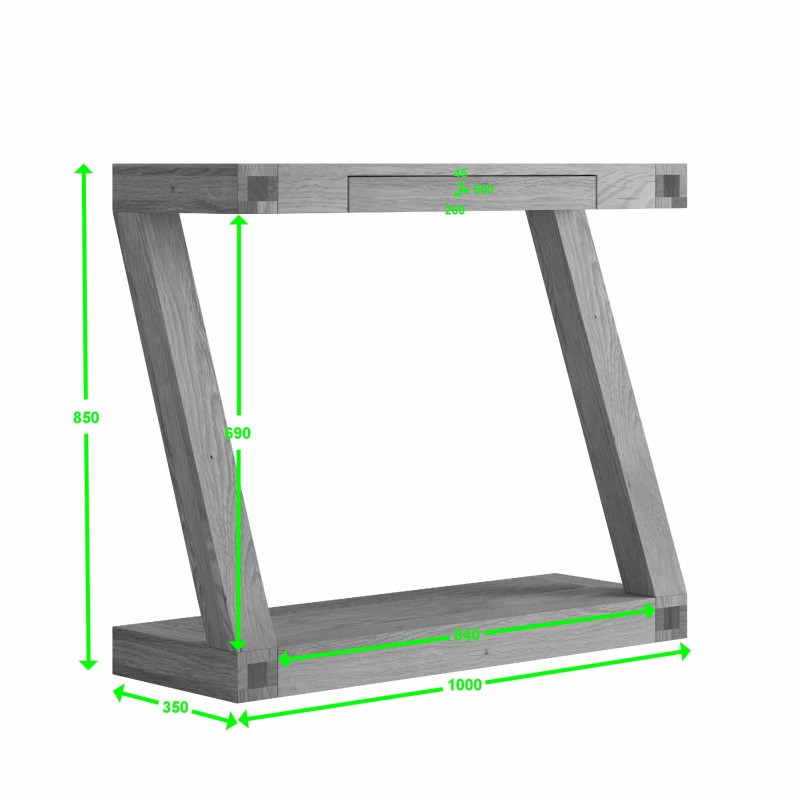 Z Painted Hall Table with Smoke Oak Top