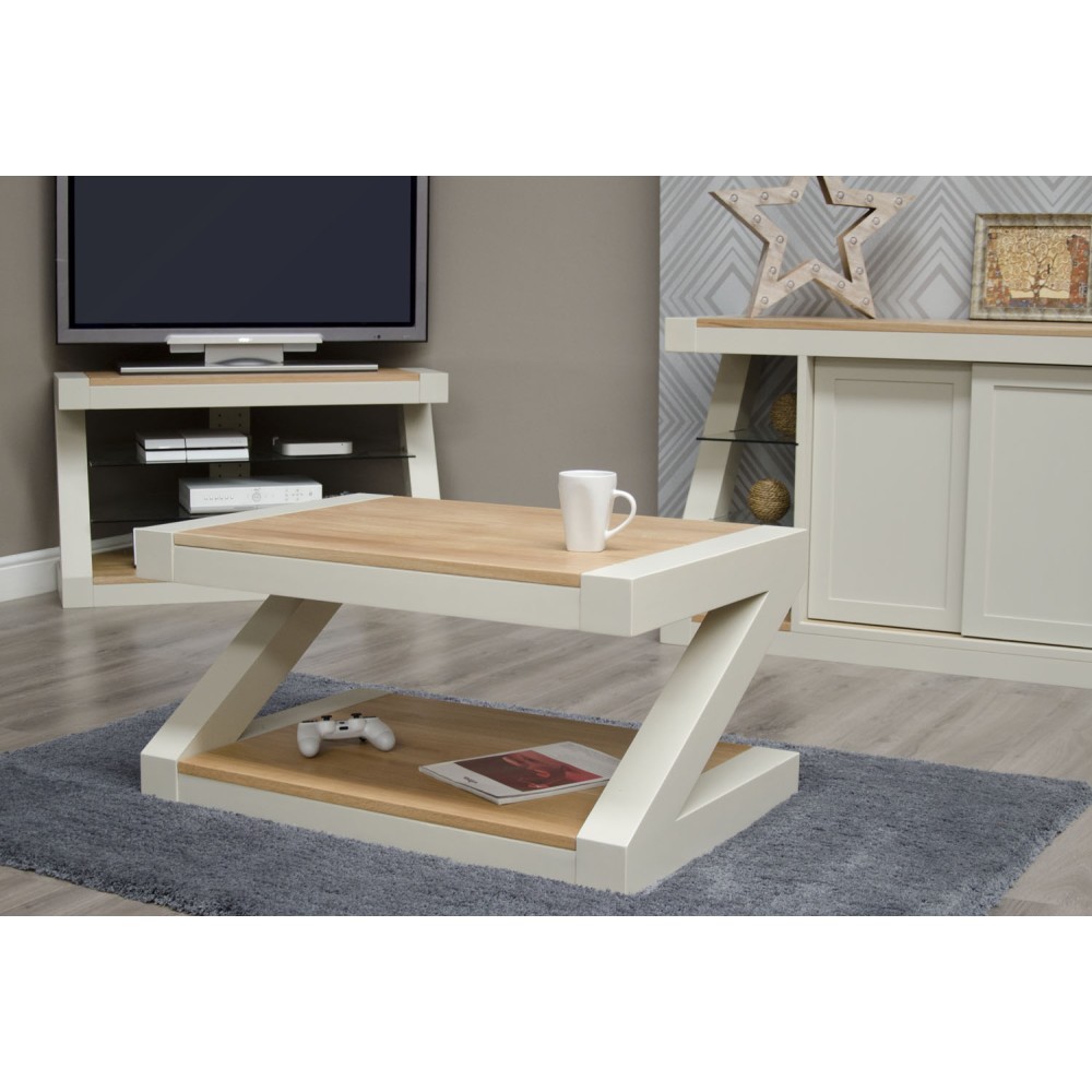 Z Painted 3X2 Coffee Table with Natural Oak Top