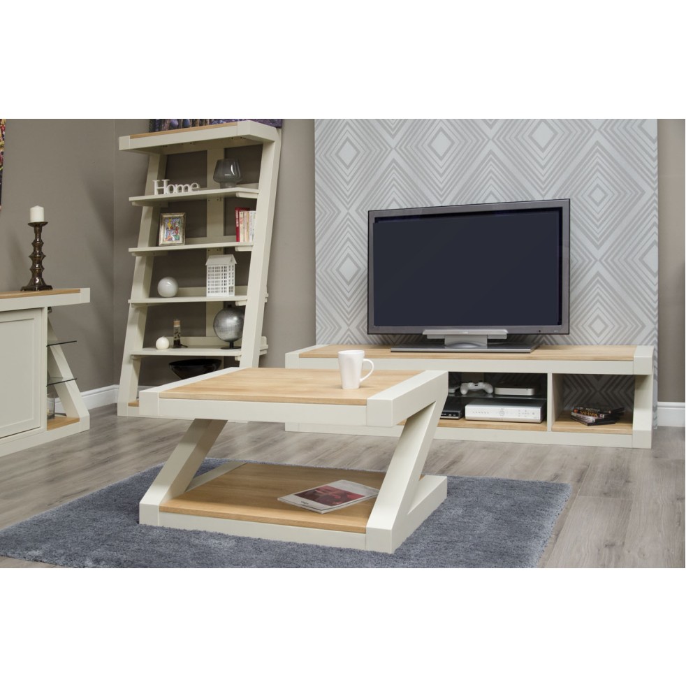 Z Painted 3X2 Coffee Table with Natural Oak Top