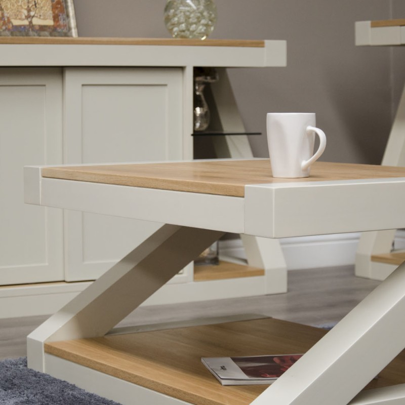 Z Painted 3X2 Coffee Table with Natural Oak Top