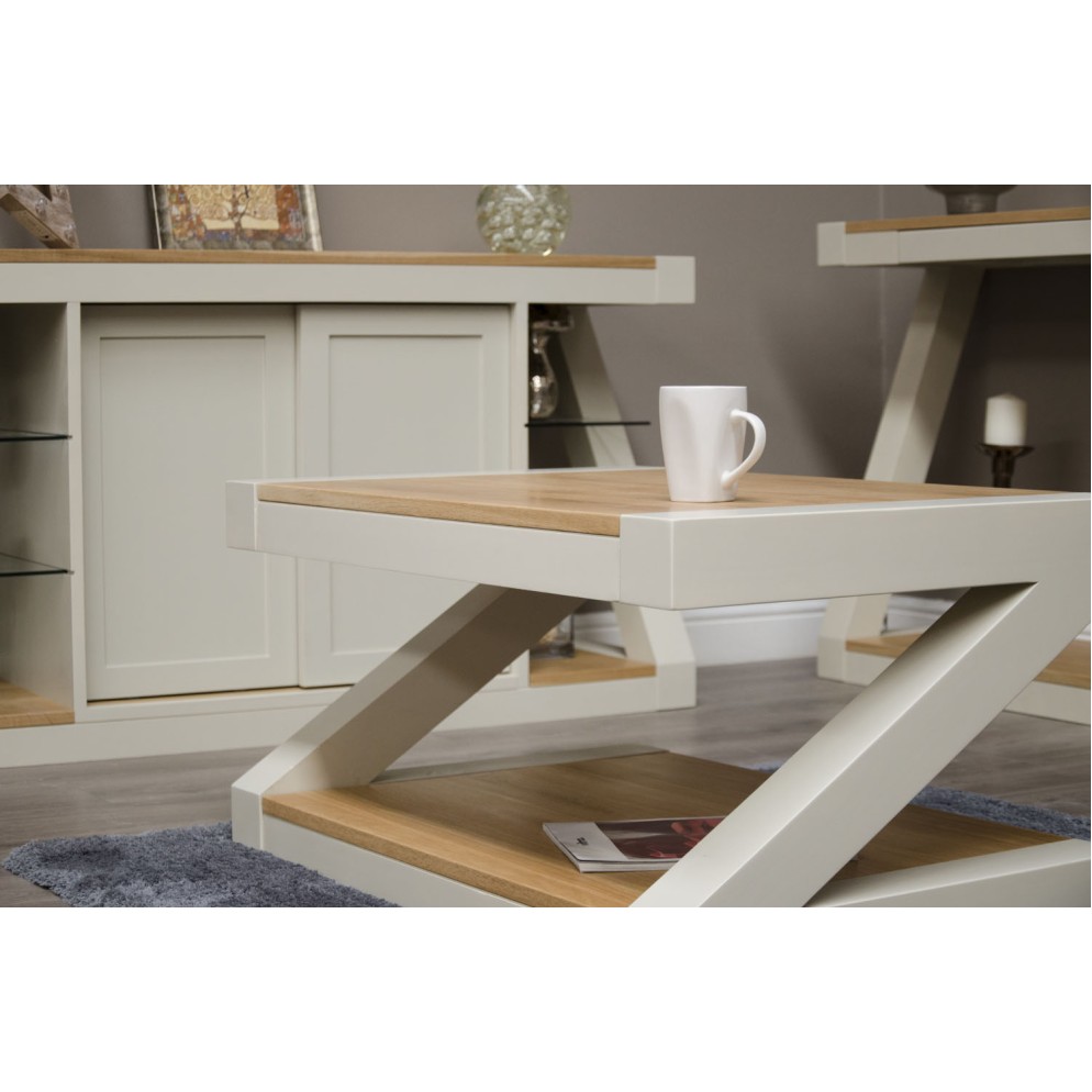 Z Painted 3X2 Coffee Table with Natural Oak Top