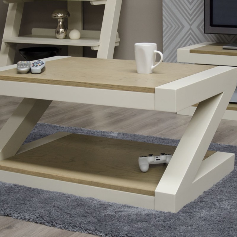 Z Painted 3X2 Coffee Table with Smoke Oak Top