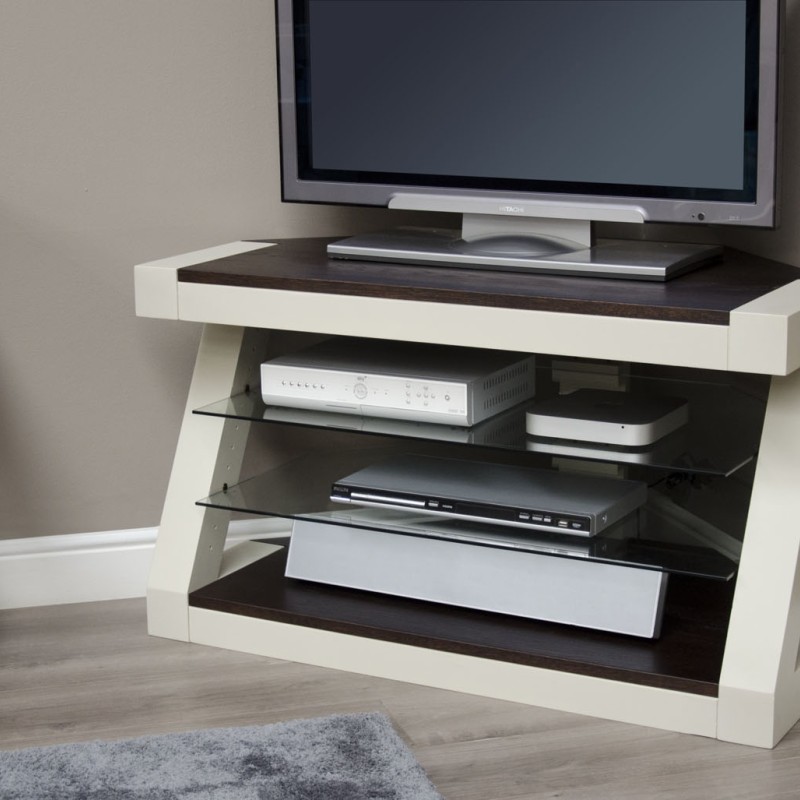 Z Painted  Corner TV Unit with Wenge Oak Top