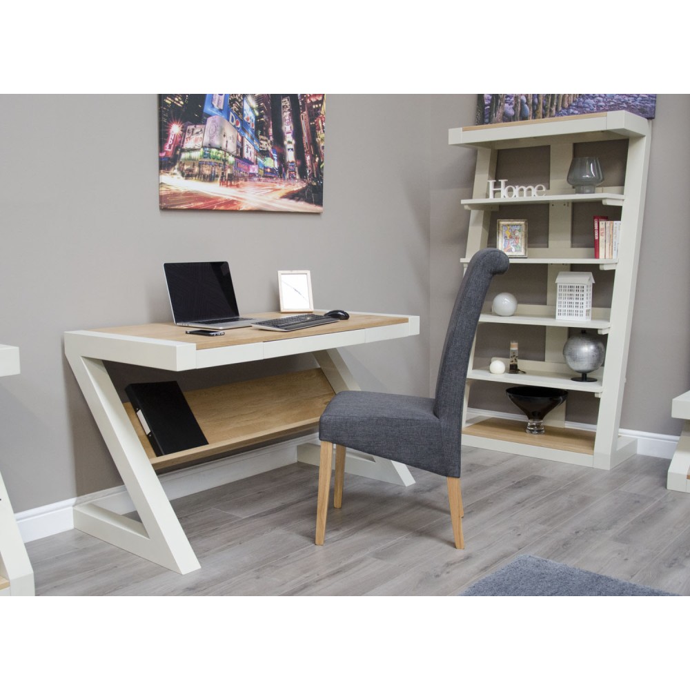 Z Painted Computer Desk with Natural Oak Top