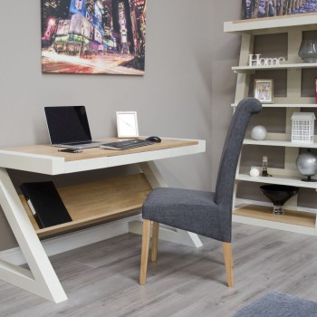 Z Painted Computer Desk with Natural Oak Top
