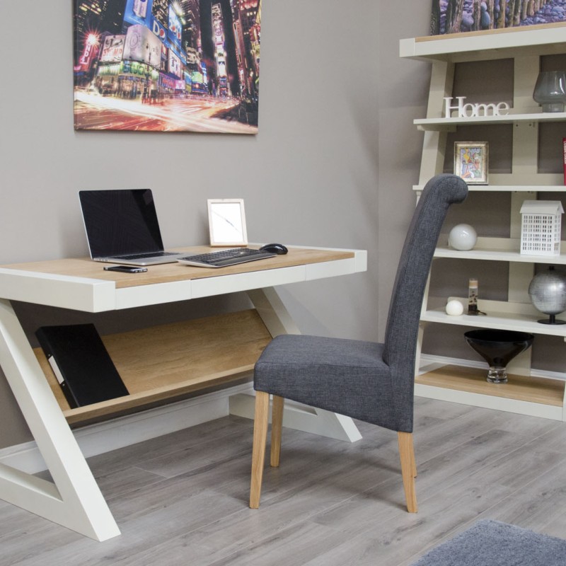 Z Painted Computer Desk with Natural Oak Top
